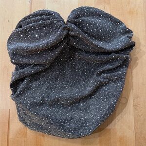 AKIRA Gray Strapless Corset Ruched Crop Top